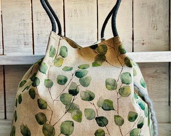 Eucalyptus TOTE PROJECT BAG 9 Pockets Knitting Crochet Craft Handmade Gift