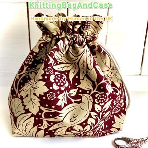 BOLSA PARA PROYECTOS CON CORDÓN, diseño de jardín de pájaros vintage japonés. Selecciona color y talla.