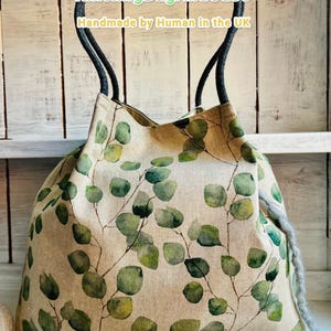 Borsa Tote in eucalipto: borsa artigianale in lino e cotone lavorata a maglia