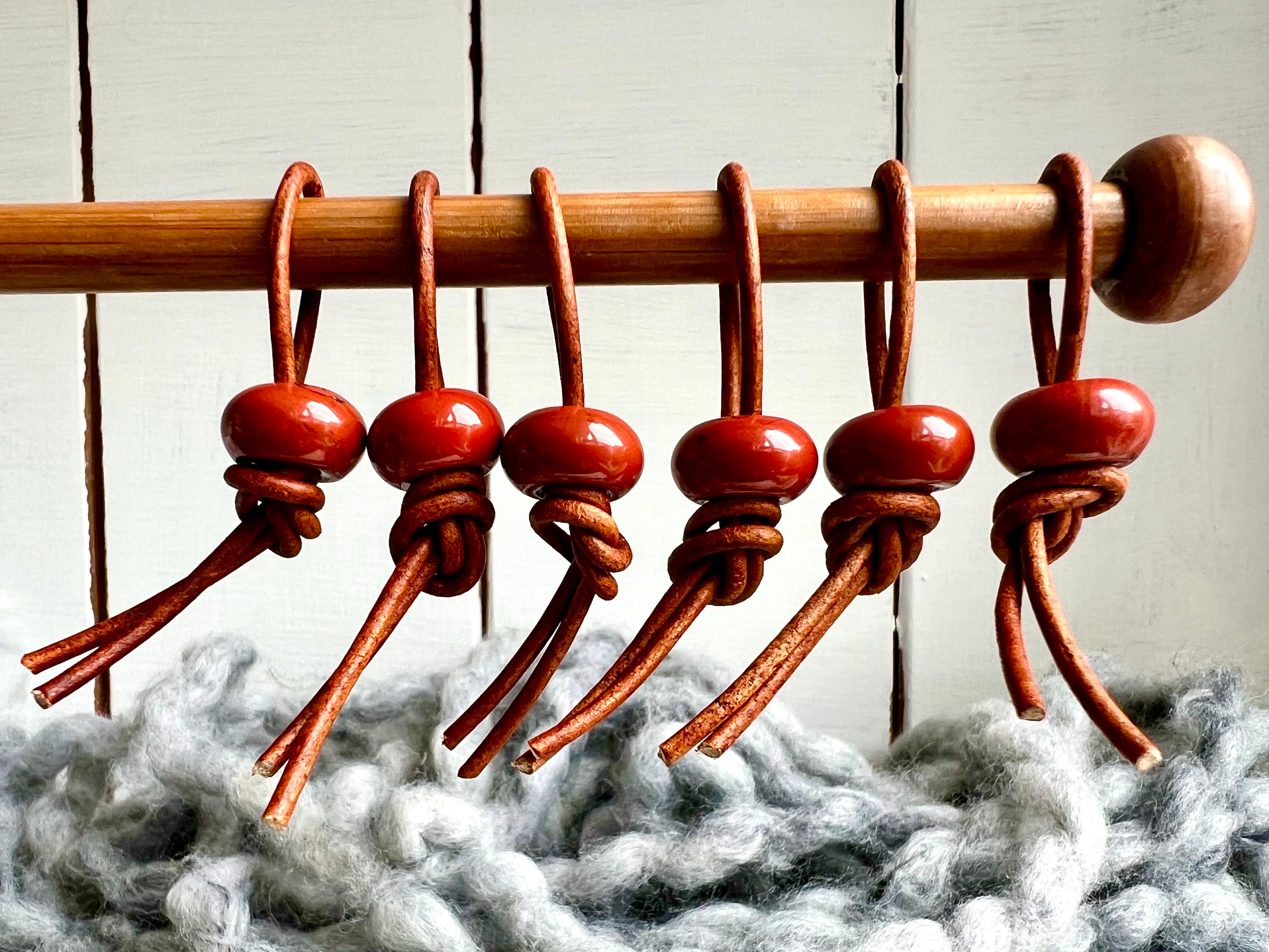 RED JASPER Jumbo Stitch  Marker Red Jasper - Leather Natural Marker up to 25mm thick needles