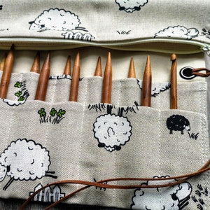 CROCHET DPN HOLDER Knitting Needle Case Roll With 3 Zip Pocket
