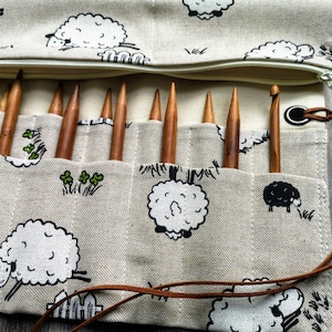 CROCHET DPN HOLDER Knitting Needle Case Roll With 3 Zip Pocket