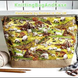 ZIPPER PROJECT BAG  / Large Sheep Bag / 16 inches