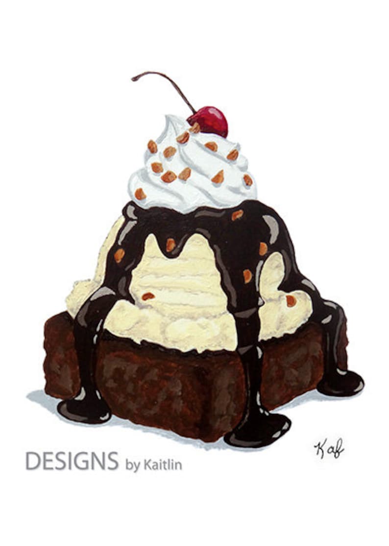 Brownie Ice Cream Sundae Dessert 5x7 Print from Acrylic Etsy
