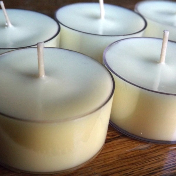 Vanilla Sandalwood Soy Tea Light Candles - Set of 6 Scented Soy Tealights - Earthy Tea Lights - Vanilla Candles - Sandalwood Candles