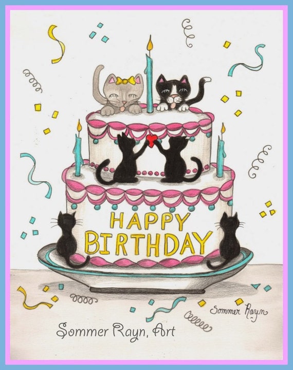 Joyeux Anniversaire Voeux Le Gateau Et Les Chatons Sont Prets Etsy Joyeux Anniversaire Voeux Le Gateau Et Les Chatons Sont Prets Etsy