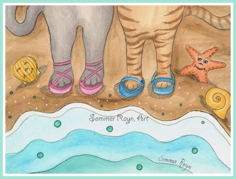cat wearing flip flops