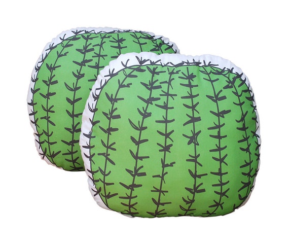 Cojin Cactus grande 45cm diam 18 " cactus en 2 caras igual, algodón grueso,  relleno poliester
