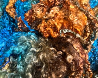 Copper Verdigris  Teeswater Long Lock lightly cotted piece - 2.1 lbs