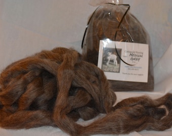 Lustrous Longwool Roving - Medium Grey Centerwound Bumps 8 oz