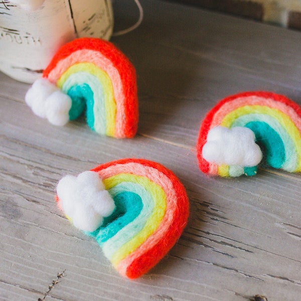 Summer Brights Felt Rainbow -Felt White Clouds -Rainbow Photo Prop -Rainbow Birthday -Summer Decor -Playroom Decor -Nursery Decor