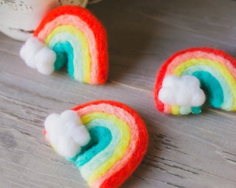 Summer Brights Felt Rainbow -Felt White Clouds -Rainbow Photo Prop -Rainbow Birthday -Summer Decor -Playroom Decor -Nursery Decor