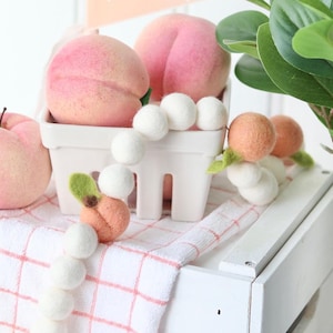 Sweet Peach Garland | Felt Peaches | Peach theme | Fruit garland | Baby Shower Decor | Baby Nursery | Our Peach is turning One | Pink Fruit