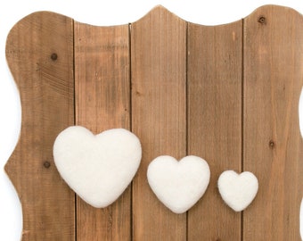 Handmade Ivory Wool Felt Hearts: Valentine's Garland Decor