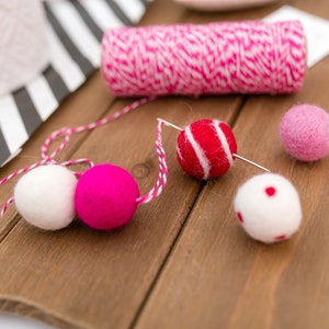 Needle Kit -Bakers Twine -Divine twine -Felt Wool Poms -DIY Instructional Wool Poms Garland Kit  -Diy Pom Garland -100% Wool Felt Balls