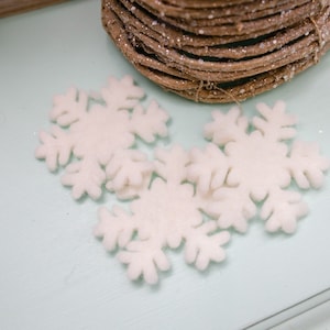 White Felt Snowflakes: Handmade Wool Christmas Ornament, DIY