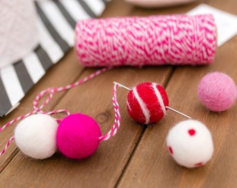 DIY Felt Ball Garland Kit: Wool Poms, Needle & Twine