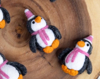 Felt Pink Penguin -Birthday Penguin -Birthday Party Animal -Penguin Garland DIY -Handmade Ornament DIY