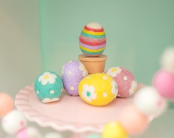Jumbo Pastel Easter Eggs -Felt Eggs -Easter Decor -Felt Easter Eggs -Chicken Eggs -Farm Table -Felt Food -Eggs - Rustic Country decor -