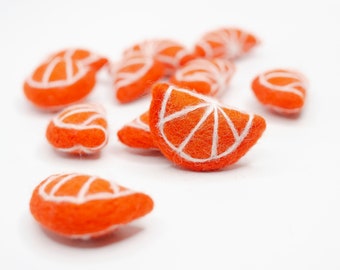 Handmade Wool Felt Orange Slices: Pretend Play Food, Garland DIY poppy orange