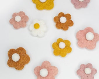 Boho Mixed Daisy Felt Flowers - Mustard, Salmon & Blush Pink decor - Felt Flowers - Felt Spring Flowers - Springtime -Spring Decor