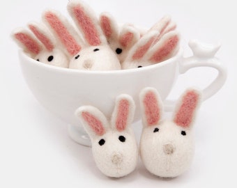 Boho Salmon Pink Bunny -Needle Felted White bunny -felt shapes -Bunny garland -Easter Garland -Easter Rabbit -Felted bunny -Easter Mantle