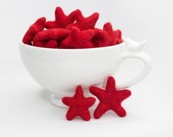 Handmade Red Wool Felt Stars: July 4th DIY Decor