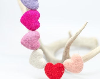 Solid Wool Hearts -Wool Felt Hearts 4CM -You Choose -Colorful Felt Hearts -Heart Felt -Hearts -Yellow Heart -Pink Heart -Felt Ball Garland