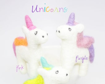 Felt Unicorns | Magical Unicorn Decorations | Nursery | Kids Play | Unicorn Garland DIY | Felt White Horse | Girls Room | Needle Felted