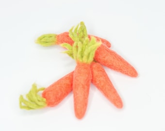 Handmade Wool Felt Carrots: Coral Easter Decor