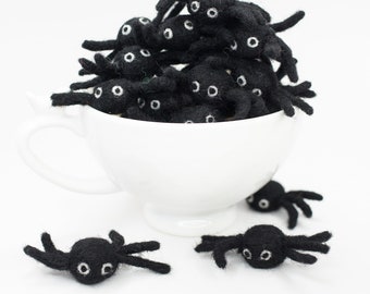 Mini Black Felt Spider: Halloween Table Decor, DIY Craft Embellishments