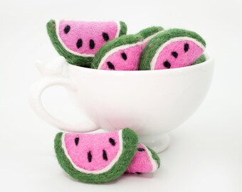 Felt Watermelon | Pink Felt Watermelon | Wool Felt Fruit | Felt Food | Watermelon Slices | Summer Felted Fruits | Pink Watermelon Slices