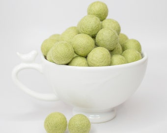 Avocado Green Felt Balls | 2.5 cm Pom Balls | 100% Wool Felt Balls | Felt Pom Poms | Loose Felt Balls | DIY Pom Garland | Wholesale