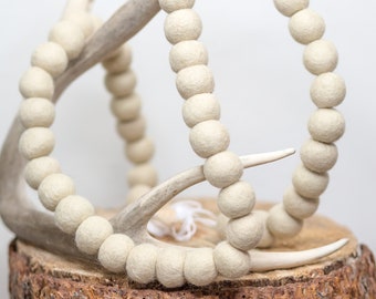 Neutral Felt Ball Garland: Cream Wool Pom Decor