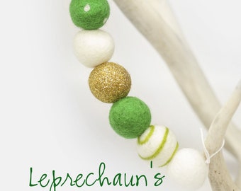 Leprechaun's Gold Felt Ball Garland: St Patrick's Day Decor