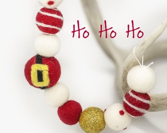 Ho Ho Ho Santa Garland -Christmas Garland -Red and Gold Christmas -Santa Decor -Felt Santa decor -Rustic decor -Santa Clause