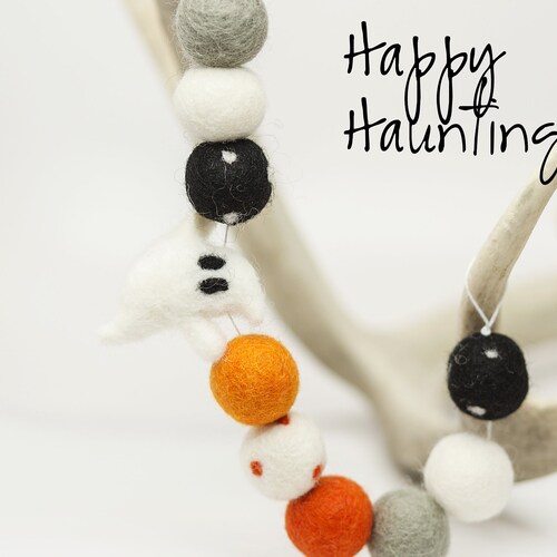 Halloween Felt Ball Garland felt Garland orange and Black Etsy