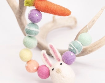Boho Hungry Bunny | Easter Garland | Felt Bunny | Felt Carrot | Easter Banner| Bunny Banner | Easter Mantle