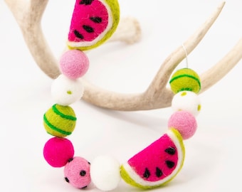 Felt Summer Garland: Watermelon & Pom Decor