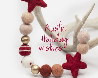 Rustic Holiday Wishes | Felt Star Garland | Christmas garland | Felt Garland | Christmas decor | Whimsical Garland