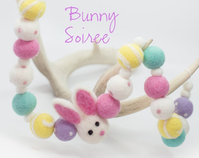 Felt Bunny Pink Felt Balls Felt Rabbit Easter Banner| Bunny Banner Yellow Felt Ball Easter Garland Bunny Soiree Easter Mantle
