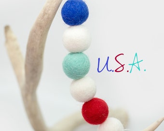 USA | Red White & Blue Garland | 4th of July Party | Americana Garland | Felt Garland | July 4th | Independence Day