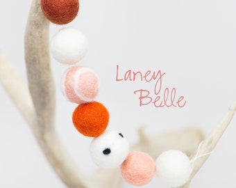 Laney Bell Garland -Pink Felt Balls -Fall Garland -Autumn Banner -Pink Rust Mustard garland -Pink & Rust -Girl's Room Decor -Nursery Decor