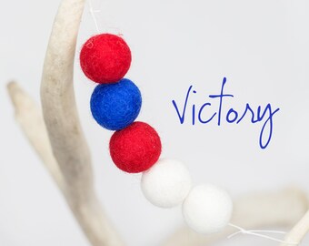 Red White & Blue Felt Ball Garland: Americana Decor