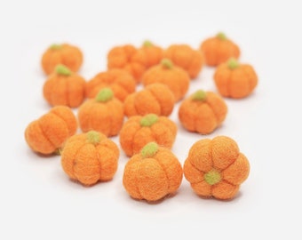 Mini Orange Pumpkin with Lime Green Stem -Mini Pumpkins -Wool Pumpkins -Rustic Fall Decor -Pumpkin Garland -Fall Pumpkins -Mini Pumpkins