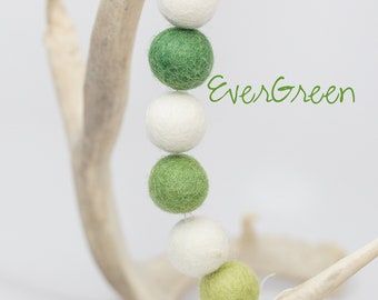 Evergreen Christmas Garland -White and Green Garland -Christmas Mantle -Christmas Decor -Christmas Tree Garland -Felt Ball Garland -Trim