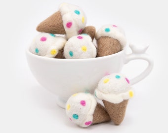 Felt Ice cream Cone | Felt Birthday Party Supplies | Vanilla Icecream with Sprinkles | Sweets Party | Play Food | Pretend Play