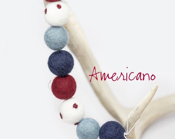 Americano | Red & Blue Garland | 4th of July Party | Americana Garland | Felt Ball Garland | July 4th | Independence Day