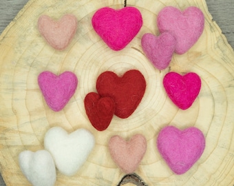 Mini Wool Felt Hearts: Valentine's Day DIY Garland, Vase Filler