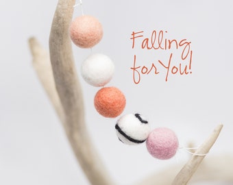 Falling for you -Fall Garland -Autumn Garland -Orange felt balls -Felt Ball Garland  Fall Bunting -Fall Mantle -Fall Garland -Fall Decor